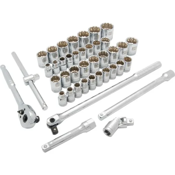 Dynamic Tools 1/2in Drive 41 Piece 12 Point Standard, SAE/Metric Socket Set, 3/8in – 1-5/16in, 10mm