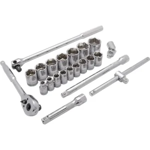 Dynamic Tools 1/2in Drive 22 Piece 6 Point Standard, SAE Socket Set, 3/8in – 1-5/16in D018008