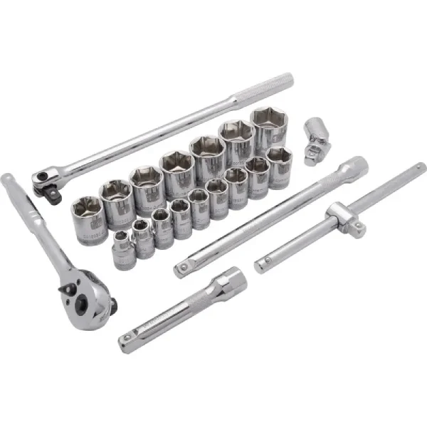 Dynamic Tools 1/2in Drive 22 Piece 6 Point Standard, SAE Socket Set, 3/8in – 1-5/16in D018008