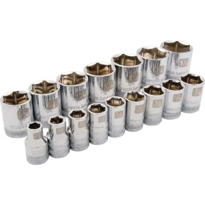 Dynamic Tools 1/2in Drive 16 Piece 6 Point Standard, SAE Socket Set, 3/8in – 1-5/16in D018000
