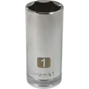 Dynamic Tools 1/2in Drive 6 Point SAE, 1in Deep Length, Chrome Finish Socket D016532