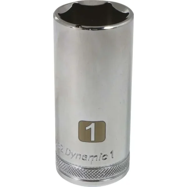 Dynamic Tools 1/2in Drive 6 Point SAE, 1in Deep Length, Chrome Finish Socket D016532