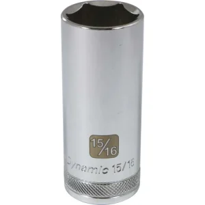 Dynamic Tools 1/2in Drive 6 Point SAE, 15/16in Deep Length, Chrome Finish Socket D016530