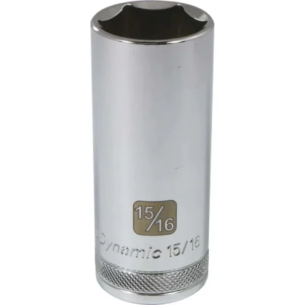 Dynamic Tools 1/2in Drive 6 Point SAE, 15/16in Deep Length, Chrome Finish Socket D016530