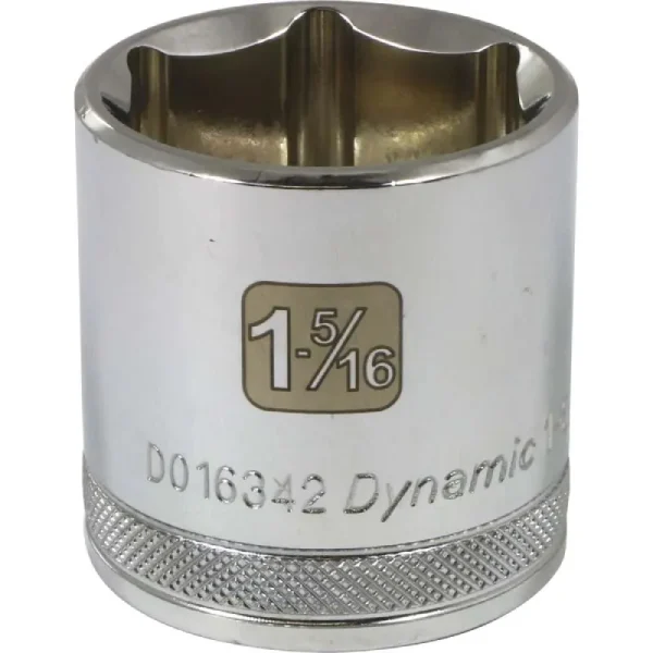 Dynamic Tools 1/2in Drive 6 Point SAE, 1-5/16in Standard Length, Chrome Finish Socket D016342