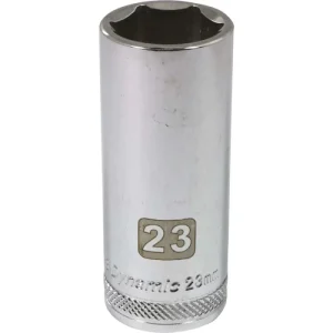 Dynamic Tools 1/2in Drive 6 Point Metric, 23mm Deep Length, Chrome Finish Socket D016223