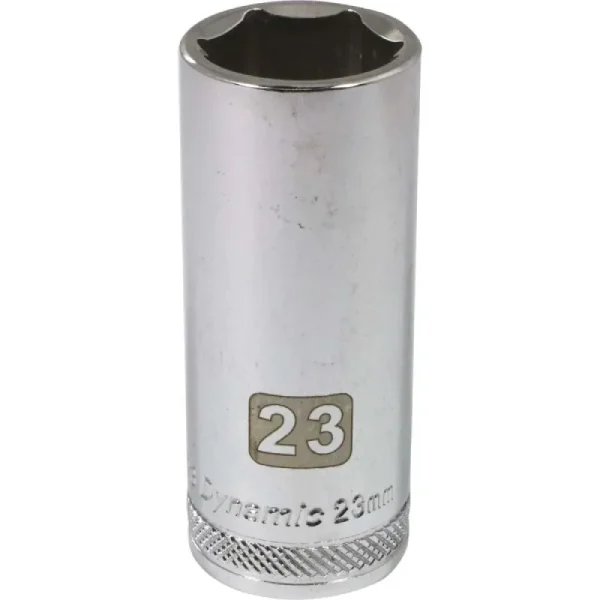 Dynamic Tools 1/2in Drive 6 Point Metric, 23mm Deep Length, Chrome Finish Socket D016223