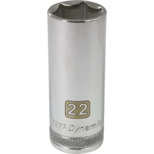 Dynamic Tools 1/2in Drive 6 Point Metric, 22mm Deep Length, Chrome Finish Socket D016222