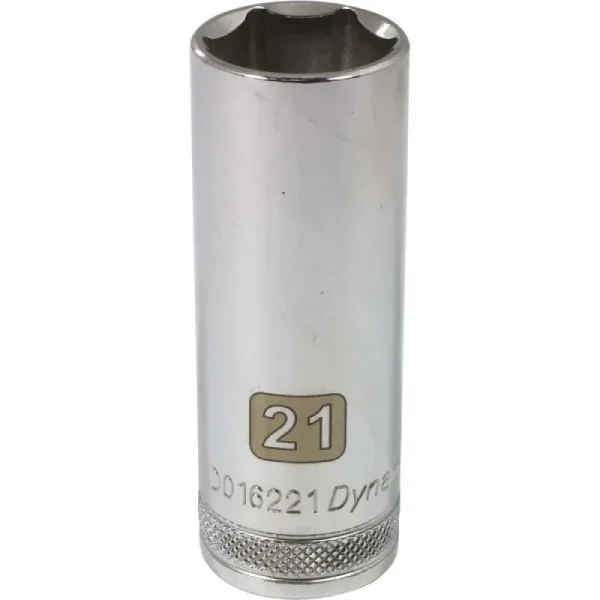 Dynamic Tools 1/2in Drive 6 Point Metric, 21mm Deep Length, Chrome Finish Socket D016221