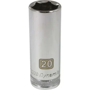 Dynamic Tools 1/2in Drive 6 Point Metric, 20mm Deep Length, Chrome Finish Socket D016220