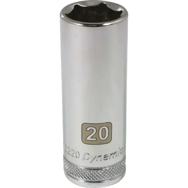 Dynamic Tools 1/2in Drive 6 Point Metric, 20mm Deep Length, Chrome Finish Socket D016220