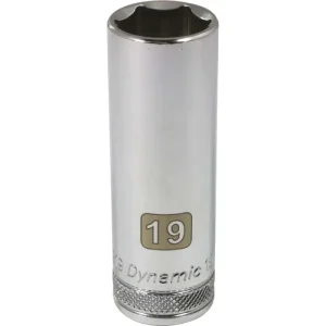 Dynamic Tools 1/2in Drive 6 Point Metric, 19mm Deep Length, Chrome Finish Socket D016219
