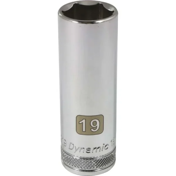 Dynamic Tools 1/2in Drive 6 Point Metric, 19mm Deep Length, Chrome Finish Socket D016219