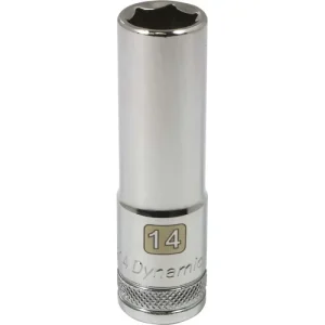 Dynamic Tools 1/2in Drive 6 Point Metric, 14mm Deep Length, Chrome Finish Socket D016214