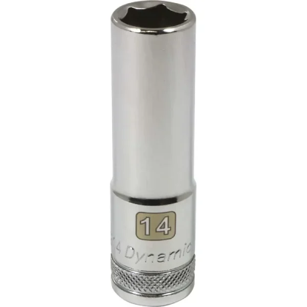 Dynamic Tools 1/2in Drive 6 Point Metric, 14mm Deep Length, Chrome Finish Socket D016214