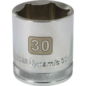 Dynamic Tools 1/2in Drive 6 Point Metric, 30mm Standard Length, Chrome Finish Socket D016030