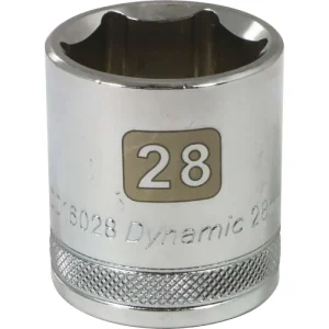 Dynamic Tools 1/2in Drive 6 Point Metric, 28mm Standard Length, Chrome Finish Socket D016028