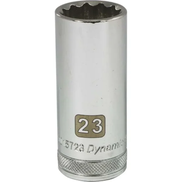 Dynamic Tools 1/2in Drive 12 Point Metric, 23mm Deep Length, Chrome Finish Socket D015723