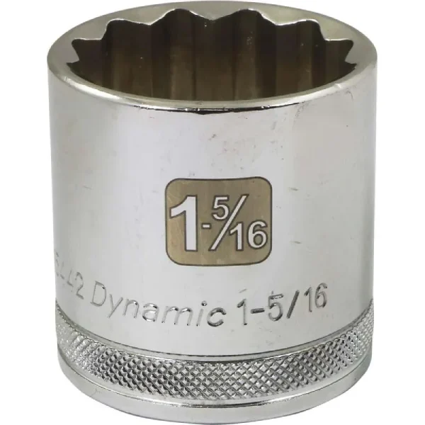 Dynamic Tools 1/2in Drive 12 Point SAE, 1-5/16in Standard Length, Chrome Finish Socket D015442