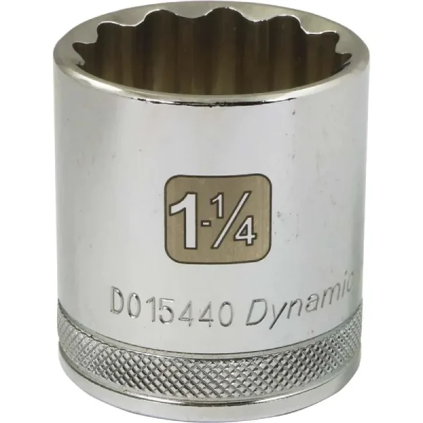 Dynamic Tools 1/2in Drive 12 Point SAE, 1-1/4in Standard Length, Chrome Finish Socket D015440