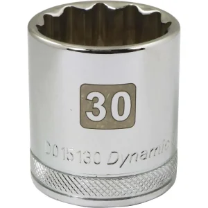Dynamic Tools 1/2in Drive 12 Point Metric, 30mm Standard Length, Chrome Finish Socket D015130