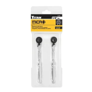Titan Tools 2 pc. 1/4 in. Drive Micro Ratchet and Ratcheting Bit Driver Set 11335
