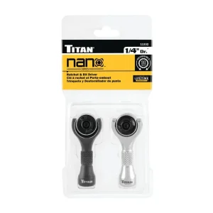 Titan Tools 2 pc. 1/4 in. Drive Nano Ratchet and Ratcheting Bit Driver Set 11332