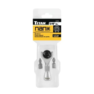Titan Tools 1/4 in. Drive Nano Ratcheting Swivel Bit Driver 11331