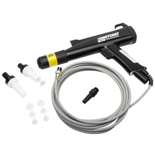 HotCoat 100kV Powder Coating Gun Assembly with Interconnect Cable and LED Light