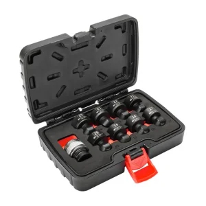Powerbuilt 9 Piece 1/2in. Dr. Metric Quick-Change Swivel Socket Set With Adapter 643031ECE
