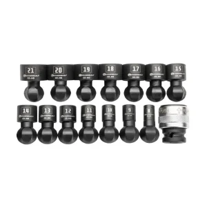 Powerbuilt 15 Piece 1/2in. Dr. Metric Quick-Change Swivel Socket Set With Adapter 643032ECE