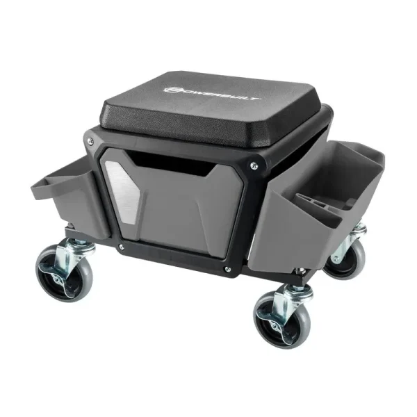 Powerbuilt Rolling Utility Seat with Side Trays and Drawer 941881ECE