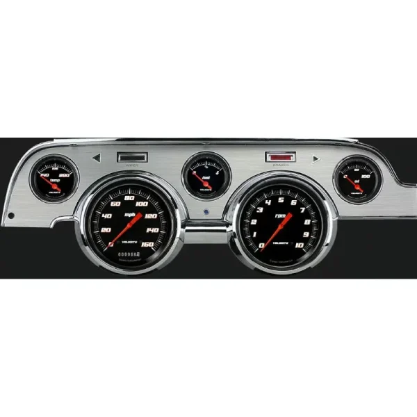 Classic Instruments Velocity Black Mustang 67-68 5 Gauge Brushed Aluminum MU67VSBBA
