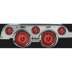 Classic Instruments V8 Red Steelie Mustang 67-68 5 Gauge Brushed Aluminum MU67V8RSBA
