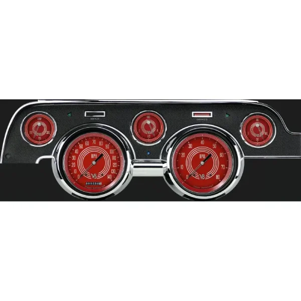 Classic Instruments V8 Red Steelie Mustang 67-68 5 Gauge MU67V8RS