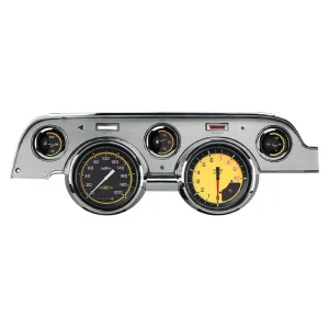 Classic Instruments Autocross Yellow Mustang 67-68 5 Gauge Brushed Aluminum MU67AXYBA