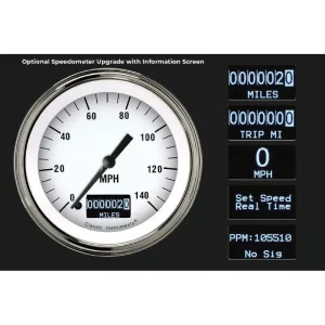 Classic Instruments White Hot 1965 Mustang 3in Speedo and F/O/V/T MUWH00