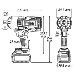 Hazet Cordless Impact Wrench 3 Pieces 9213-1000Lb/3