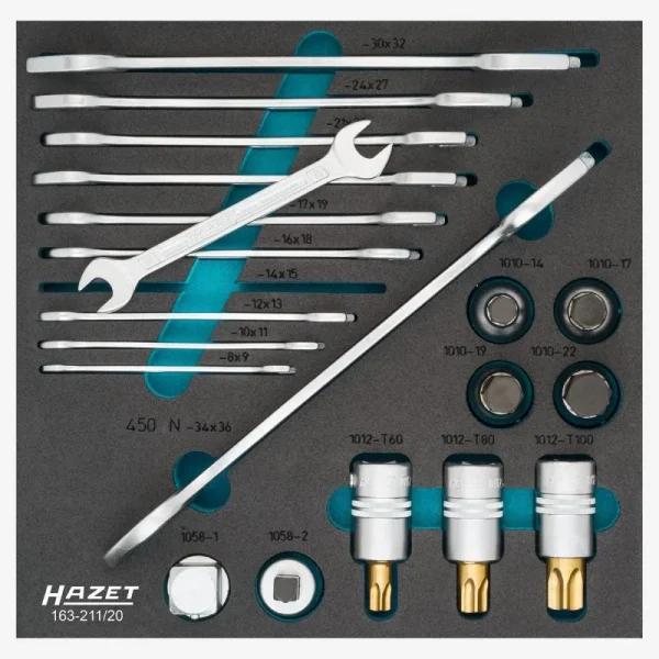Hazet 20 Piece Wrench and Socket Set 163-211/20