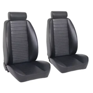 TMI So-Cal Bucket Seats with Bolsters W/Mini Headrest, Black Yukon Cricket Vinyl 47-9404-6470
