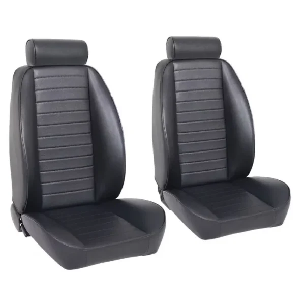 TMI So-Cal Bucket Seats with Bolsters W/Mini Headrest, Black Yukon Cricket Vinyl 47-9404-6470