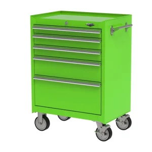 Viper Tool Storage 26-in 5-Drawer Rolling Cabinet with Soft Close Slides, Lime Green LB2605RSC
