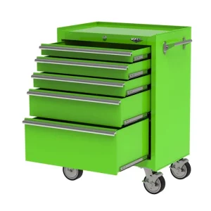Viper Tool Storage 26-in 5-Drawer Rolling Cabinet with Soft Close Slides, Lime Green LB2605RSC