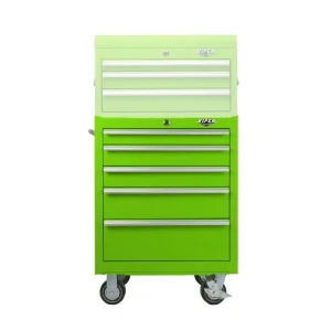 Viper Tool Storage 26-in 5-Drawer Rolling Cabinet with Soft Close Slides, Lime Green LB2605RSC