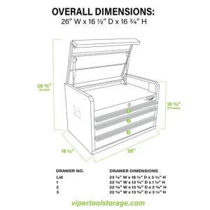 Viper Tool Storage 26-in 3-Drawer Top Chest, Lime Green LB2603CSC