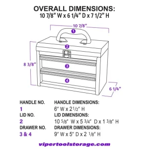 Viper Tool Storage 11-in 2-Drawer Micro Tool Box, Purple V1102MBPU