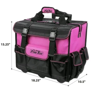 The Original Pink Box 18-in Rolling Tool Bag, Pink PB18RTB