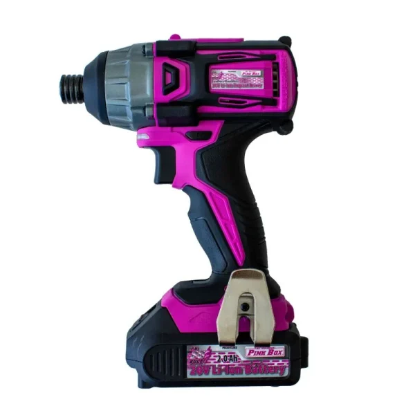The Original Pink Box 20V Lithium-Ion Brushless Cordless Impact Driver with 2Ah Battery, Pink PB20VD