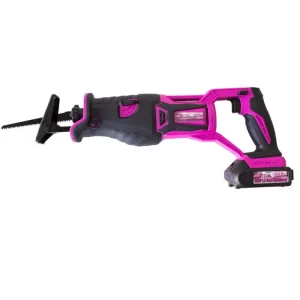The Original Pink Box 20V Lithium-Ion Brushless Cordless Reciprocating Saw, with 2Ah Battery, Pink P