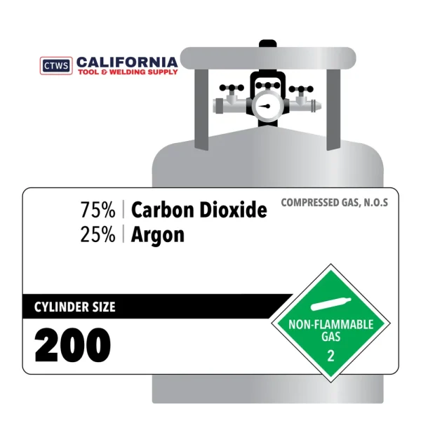 75 Carbon Dioxide, 25 Argon, 200, Industrial, High Pressure Steel (HPS), CGA 580